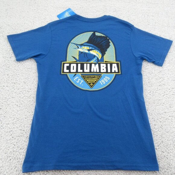 Columbia PFG Blue Graphic Short Sleeve T-Shirt Men's Size Large Tee NEW - Picture 3 of 8